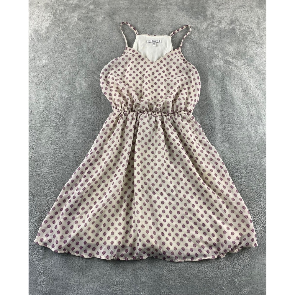 Papaya Womens Small Purple Cream Medallion Print Chiffon Sleeveless Mini Dress